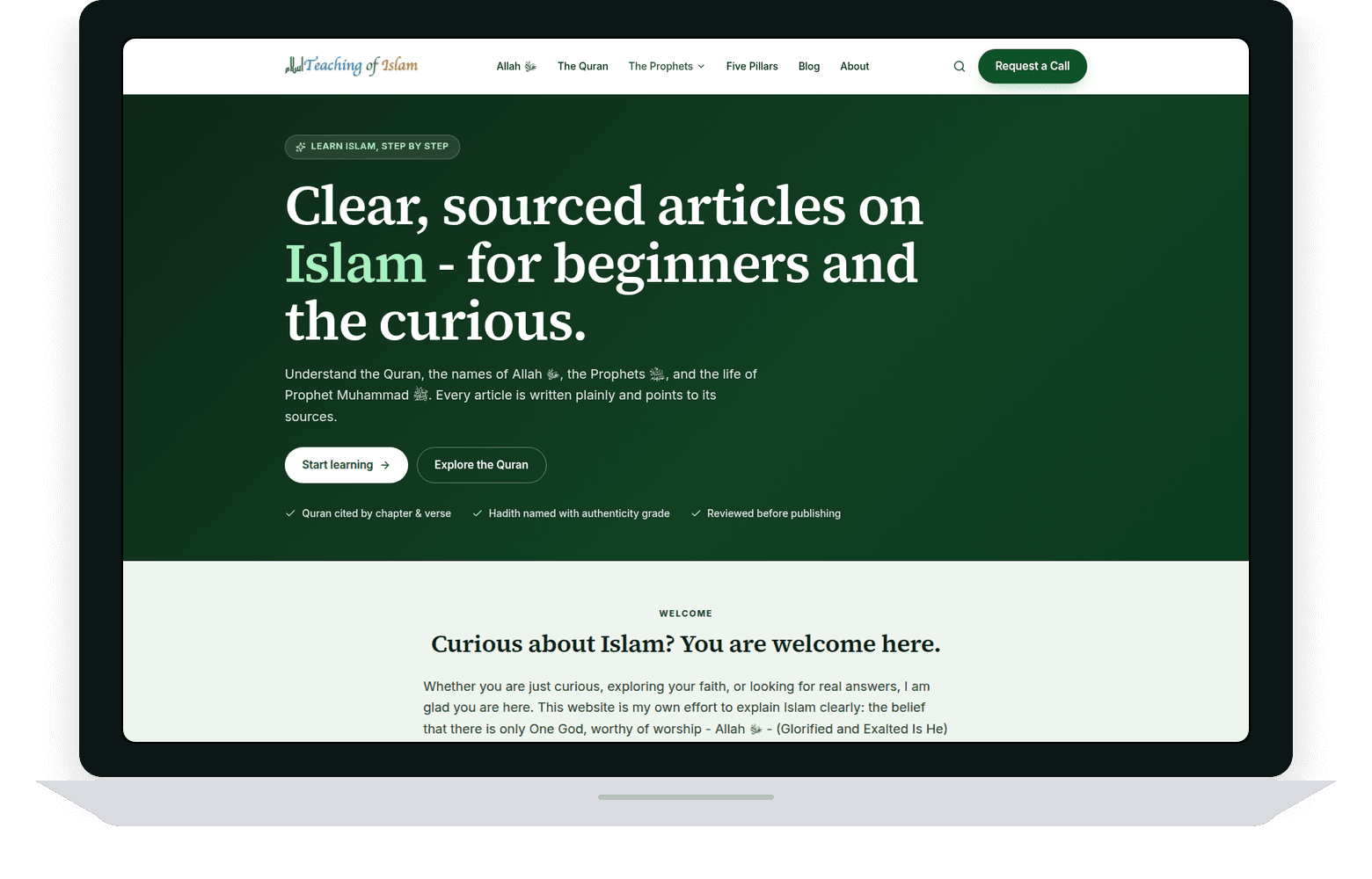 Le site Teaching of Islam conçu par SimplerWebs